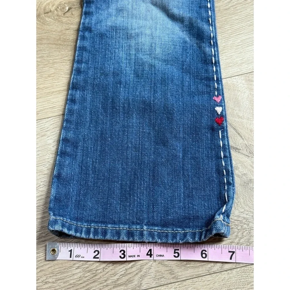 EUC Kids Girls Gap Denim embroidered Y2K Vintage flare jeans hearts size 6